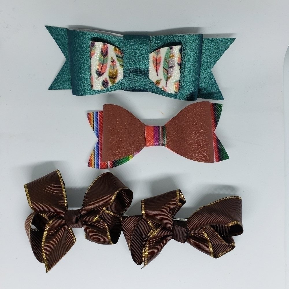 faux leather ribbon alligator clip hair bows